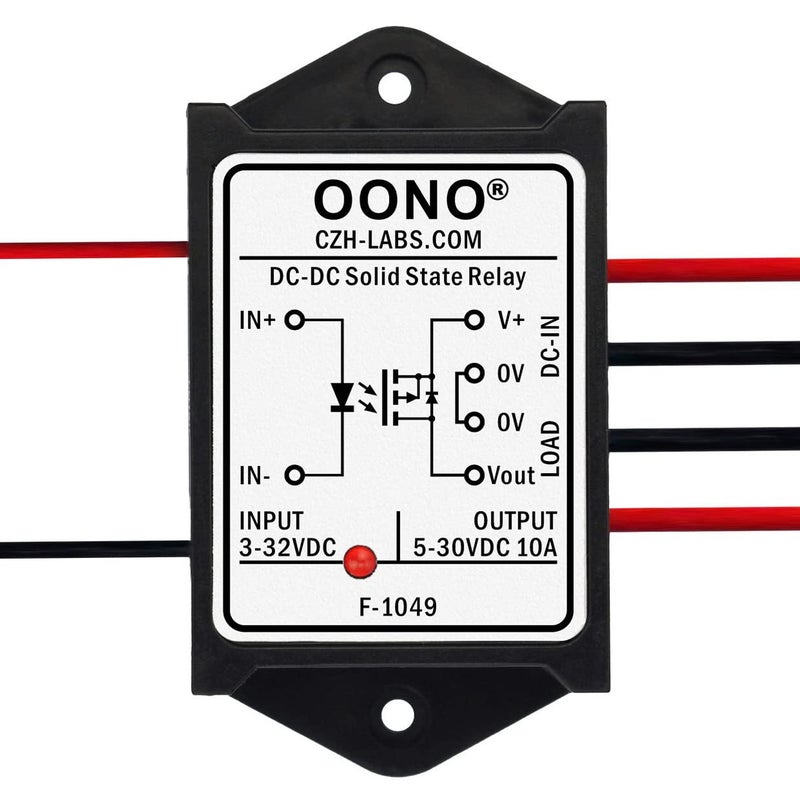 OONO Wired DC-DC 10Amp Isolated Solid State Relay Module, SSR in 3-32VDC Out 5-30VDC, for Raspberry-Pi Arduino ESP32 PLC MCU DSP - Image 1